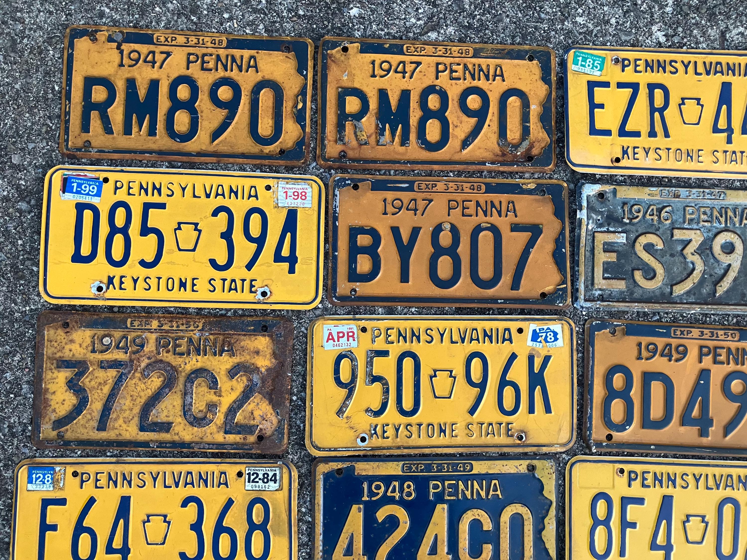 Choice of Pennsylvania License Plate 1946, 1947, 1948, 1949, 1984