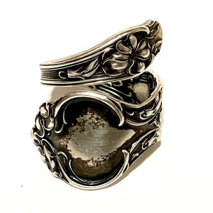 Antique Spoon Ring Floral Size 8 Sterling Silver 925 Metal Twist Ring Vintage Jewelry Hand Made By Me Guaranteed Authentic!