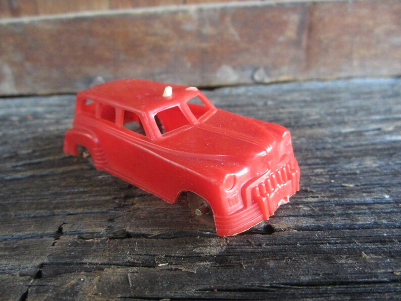 Vintage Plastic Toy Car Red Station Wagon Car 1950s Era Old Fashion Retro Toy Car Old Toys Vintage Toy Art Deco Look Miniature Toy Car