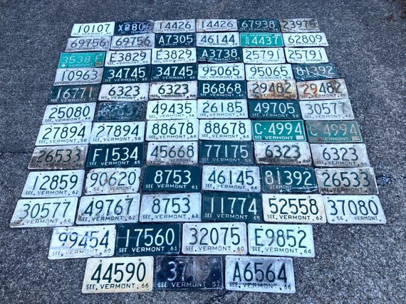 Choice of Vermont License Plate 1964, 1950, 1960, 1958, 1953, 1952 Choice of Vermont License Plate 1964, 1950, 1960, 1958, 1953, 1952