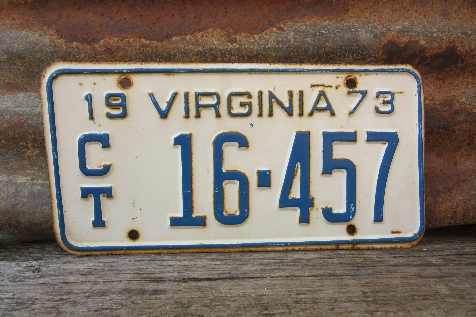 Vintage Virginia License Plate 1973 Plate Tag Blue & White Etsy