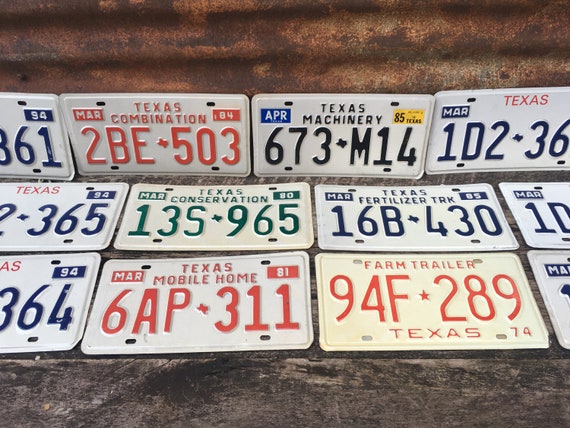 Texas License Plate 1986, 1994, 1984, 1985, 1980, 1981, 1974, 1982 Farm  Trailer Vintage Antique License Plate Vehicle Auto Tags R 