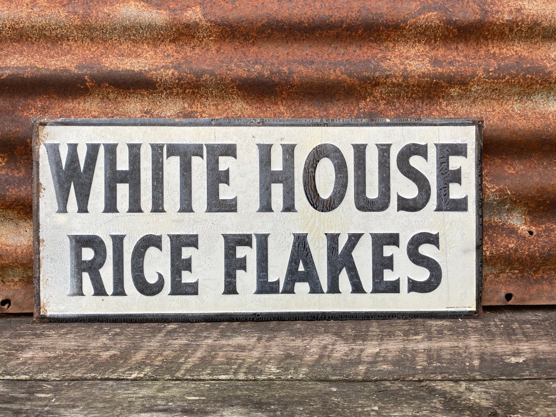 White Rice Signs Authentic Vintage Metal Sign White House Rice Flakes Tin Metal Sign ...