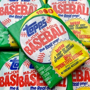 Vintage Baseball Cards Unopened Topps 1990 MLB Pack Of Cards Topps Never Opened Cards 80s 90s Wax Pack 1990s Buy More and Save!!!
