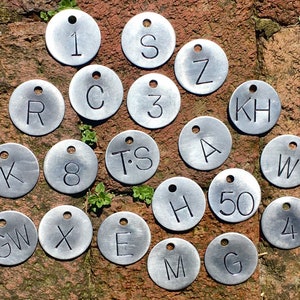 Custom Stamped Aluminum Tag: Vintage Style Metal Letter or Number