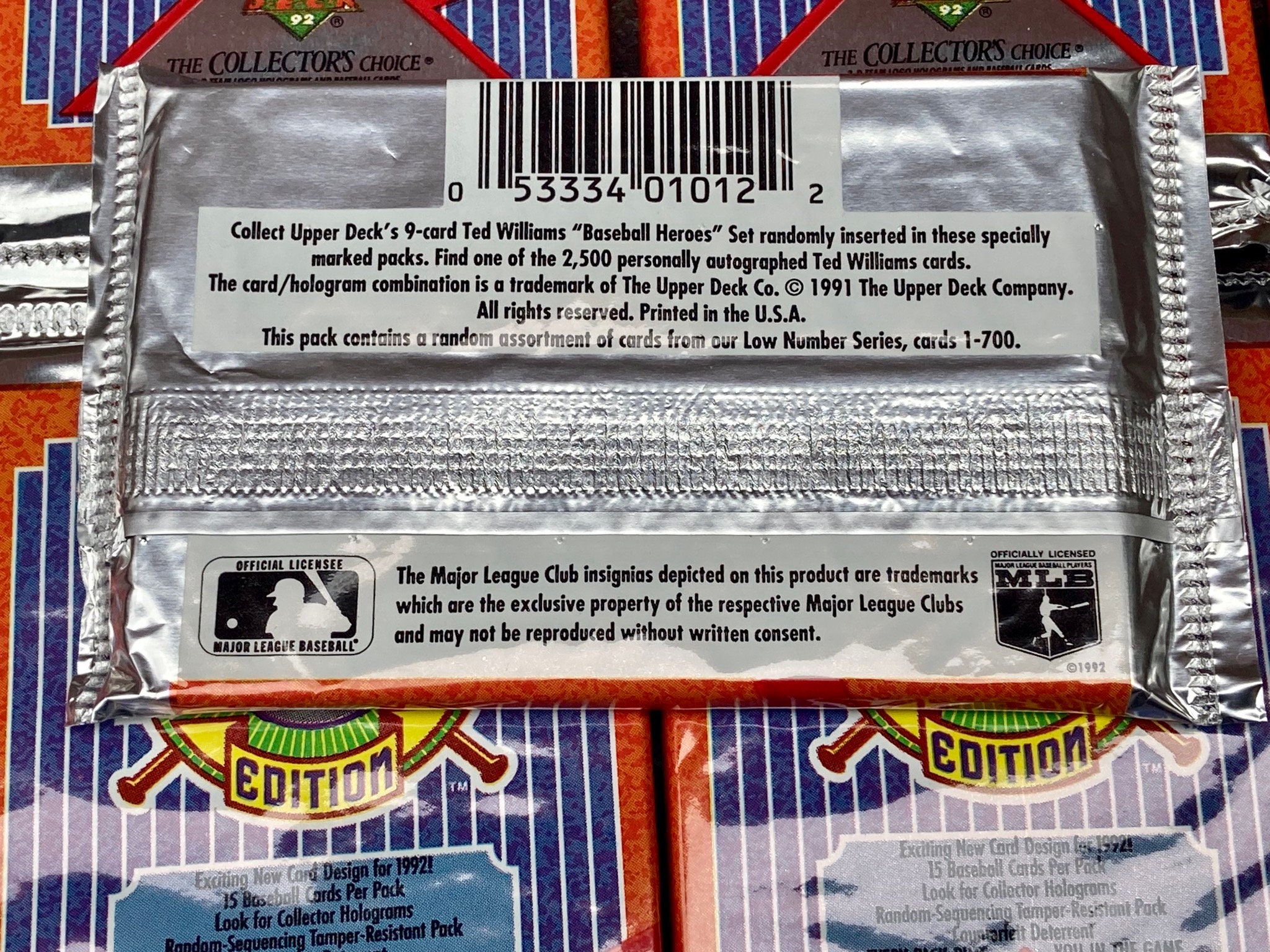 Authentic Vintage Baseball Cards Upper Deck 1992 MLB Pack of Cards
