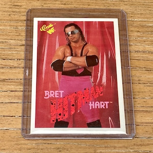 Authentic Bret Hitman Hart Trading Card Wrestler 1990 Professional Wrestling Classic Wrestling Cards Vintage WWF Wrestling Card 1980s 1990s
