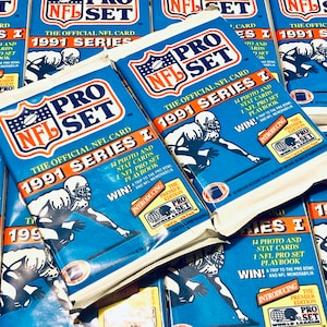 2 packs of Vintage Football Card Packs Pro Set 1991 NFL Pack Of Cards Unopened Pack of Cards Pack 1990s Nostalgic National Football League