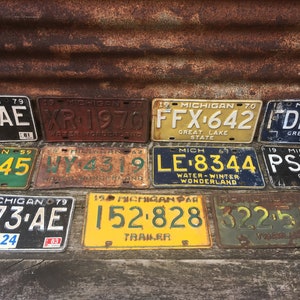 Choice of Michigan License Plate 1979, 1957, 1970, 1973, 1959, 1962, 1967, 1960, 1964 Vintage License Plate Number Tag 1970s era Metal