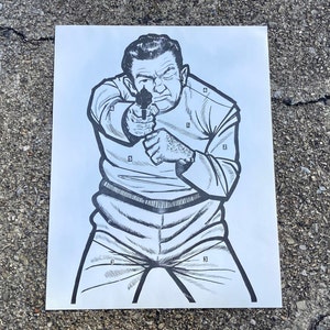 Vintage Paper Target - Shooting Target - 1960s Era Criminal - Police Law Enforcement Practice Target - Firing Range 17x22 Inch