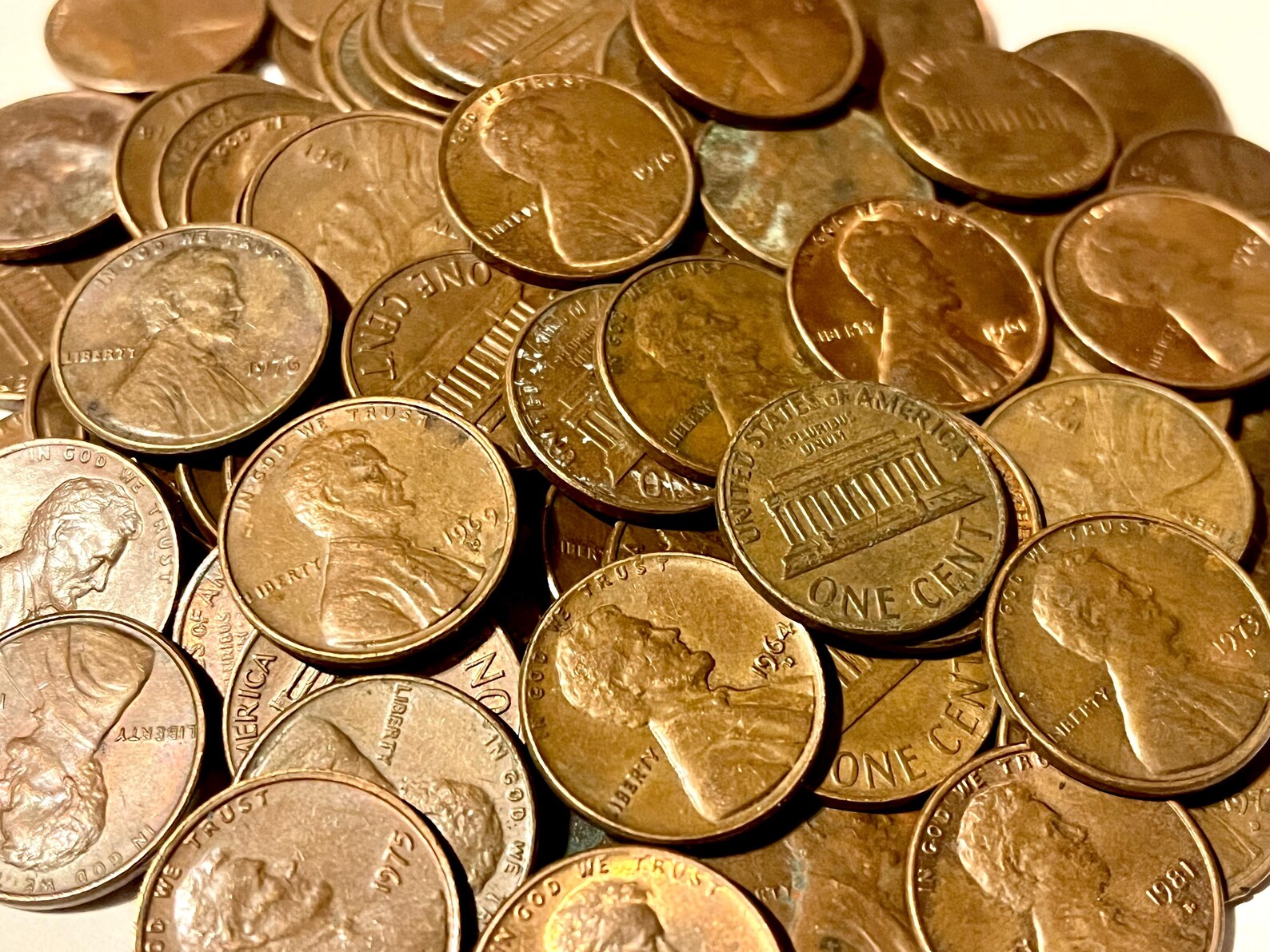 95% Copper Pennies Bullion Lincoln Memorial Cents Pre 1982 Penny Sold ...