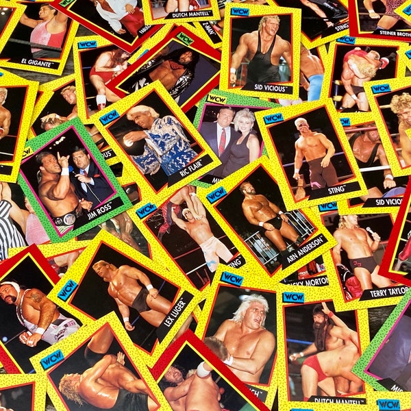 Wrestling Cards Lot of 25 or 50 Random Lots Vintage WCW Wrestler 1990s Original Cards 1980s 1990s Trading Cards VTG Wrestle Cards