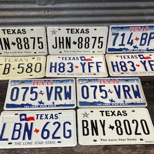 Choice of  License Plate Texas License Plate Number Tag Metal for Crafts or Jewelry The Lone Star State D