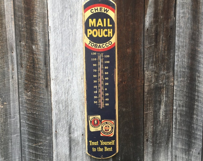 Rare Authentic Vintage Mail Pouch Thermometer Sign 39 Inch Double Pouch