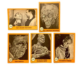 Choice of Horror Movie Cards Nu-Cards Series 2 Orange Border 1961 Vintage Authentic Monster Trading Card Number 118, 119, 120, 122, 123