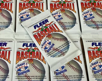 Authentic Vintage Baseball Cards Pack Fleer Hobby 1996 MLB Unopened Pack Of Cards 90s 1990s Nostalgic
