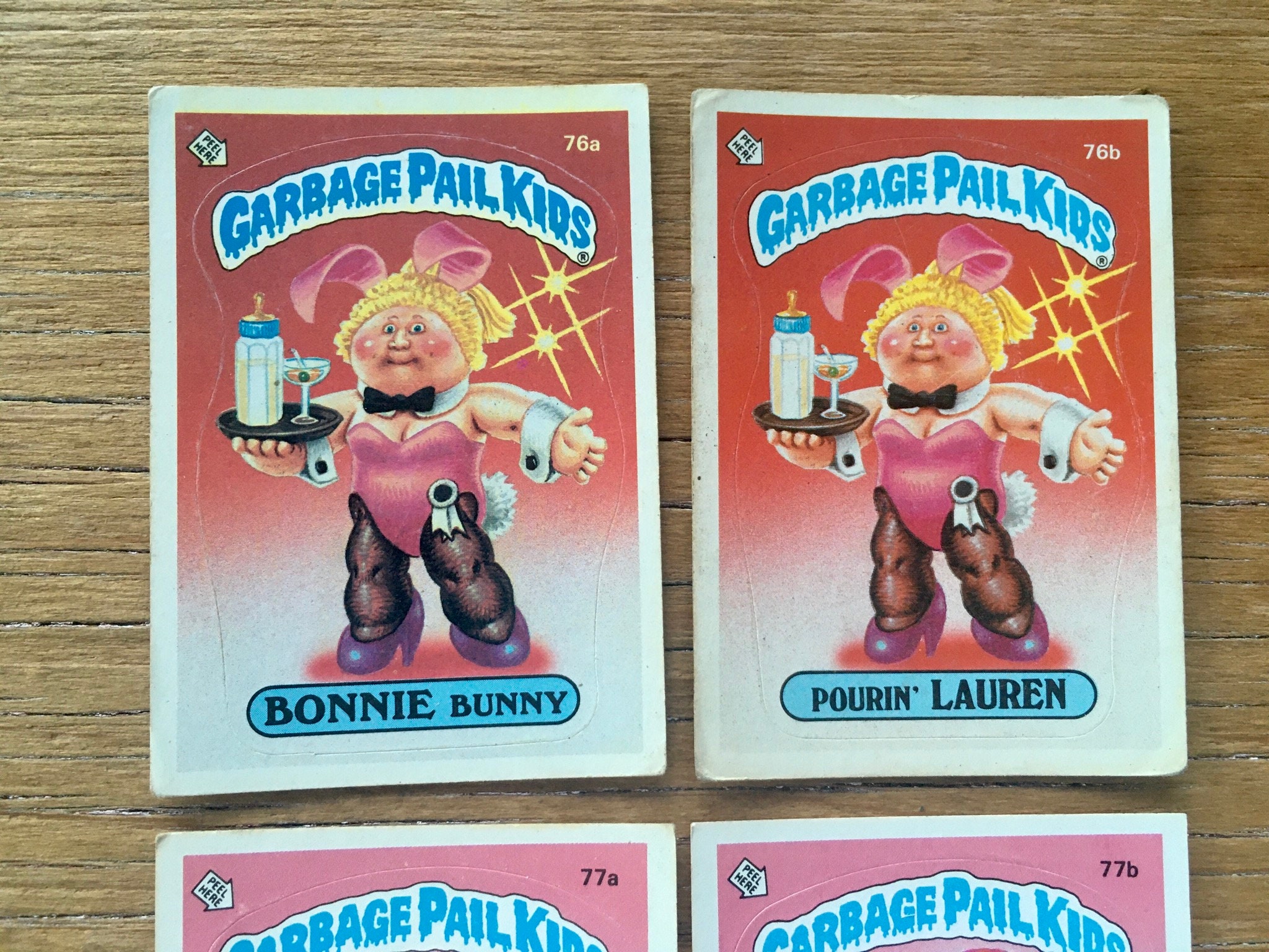 1985 Topps Garbage Pail Kids Series 2 Bonnie Bunny 76a & Pourin' Lauren 76b 