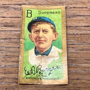 Vintage Baseball Card Edward Barger Brooklyn T205 Piedmont Tobacco Card Fantasy Reprint NOT Original Hand Aged Distressed Dead Ball Era