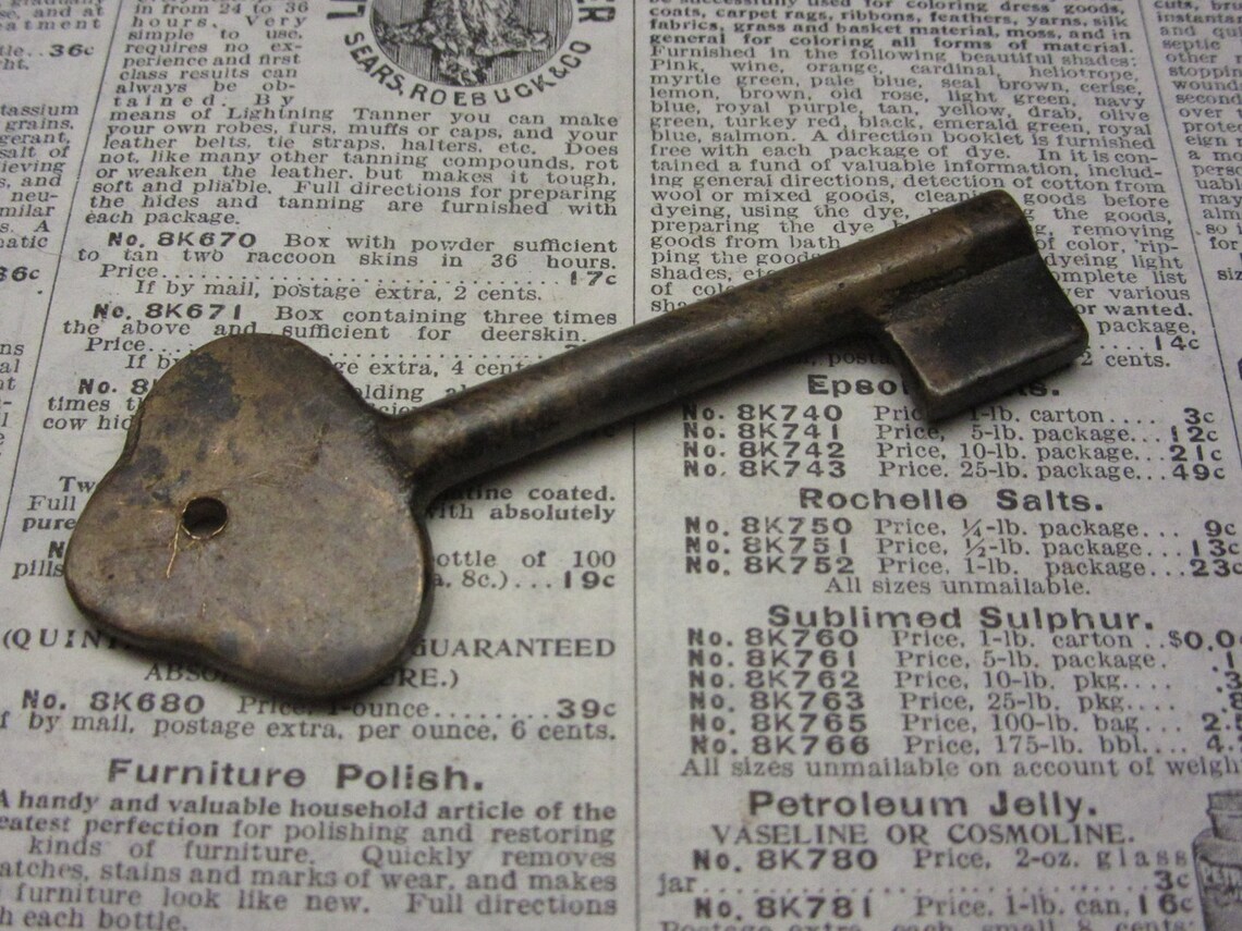 Antique Key Large Copper Brass Metal Key Very Old Vintage Etsy