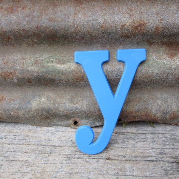 Vintage Letter Sign Lower Case 6 Inch Letter y Sign Blue vtg Plastic Letter Sign Display Marquee Alphabet vtg Letters Wall Art Pop Art Retro