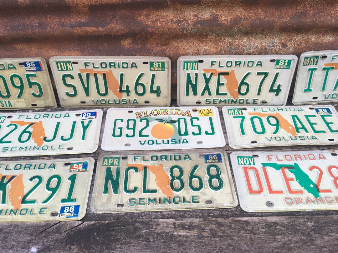 Choice Florida License Plate Volusia, Seminole, Orange, Vehicle Vintage
