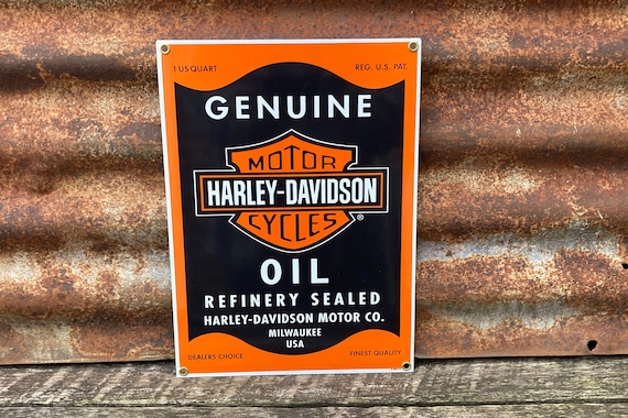 平成レトロ　HARLEY DAVIDSON　ジャッケットオイルロゴ Vintage Sign Harley Davidson Motorcycle Oil Licensed Porcelain