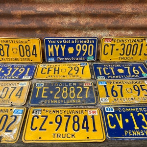 Choice Of Pennsylvania License Plate 1970s, 1980s, 1990s, 2000s Era Pa Plate Vintage Authentic Old Auto Tag Antique Car Truck Gas Station a