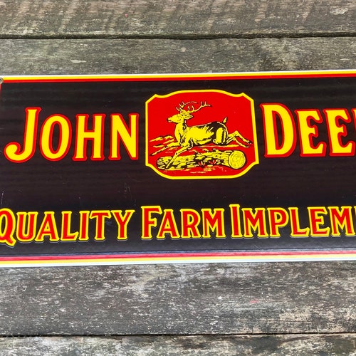 Vintage John Deere Tractor Sign Porcelain Sign Ande Rooney cheapest 1995 Porcelain Enamel 8x18 Metal Collectible Old Sign Quality Farm Implements