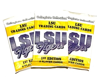 Vintage LSU Tigers Trading Cards Louisiana State University College Cards Unopened Packs 1980s Officially Licensed Collegiate Collection