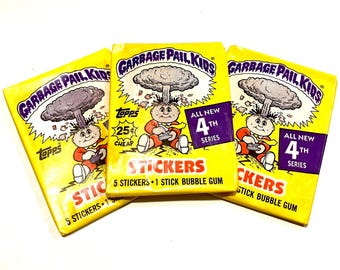 Series 4 Garbage Pail Kids Packs Vintage Sticker Cards Topps 1986 Unopened Pack of Trading Cards 80s 4th Series GPK Cards