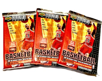Authentic Sealed Vintage Basketball Card Packs Upper Deck NBA 1997 1998 Packs Of Trading Cards 90s Jordan Foil Pack Collectors Choice