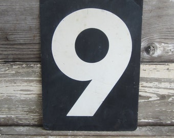 Vintage  Metal Number 9 or Number 1 Double Sided  White and Black Gas Station Price Sign Nine One