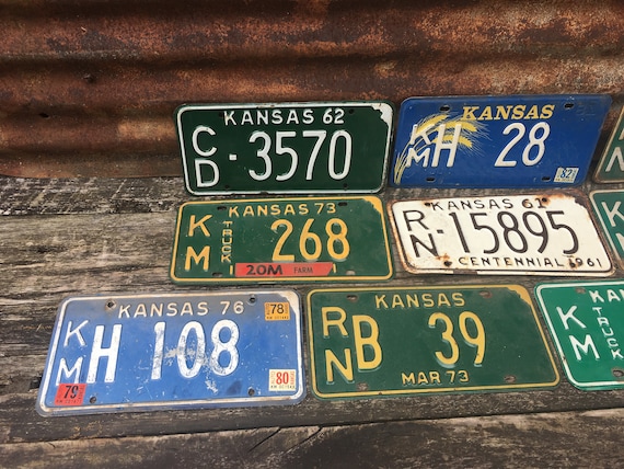 Choice of Kansas License Plate Vintage License Plate 1962, 1981