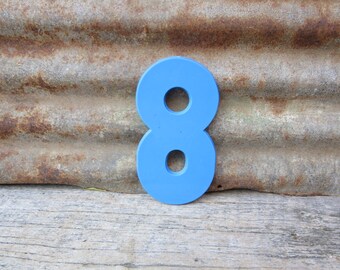 Number Sign Vintage 8 Inch Number 8 Eight Sign Blue Simple Font Plastic Number Sign Display Marquee Alphabet Number Wall Art Pop Art Retro