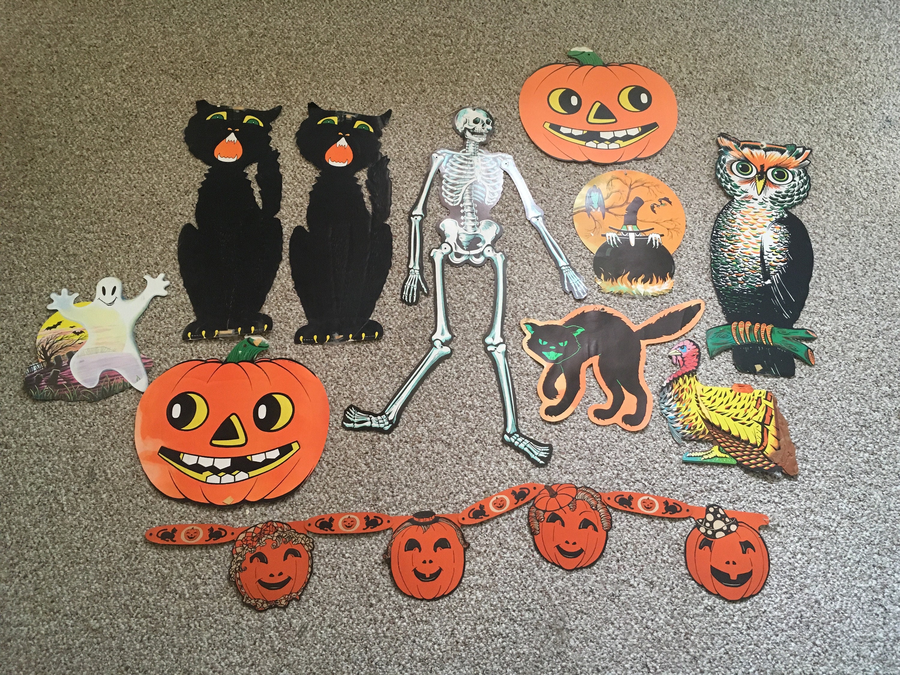 Collection of 11 Vintage Halloween Cardboard Decorations Etsy