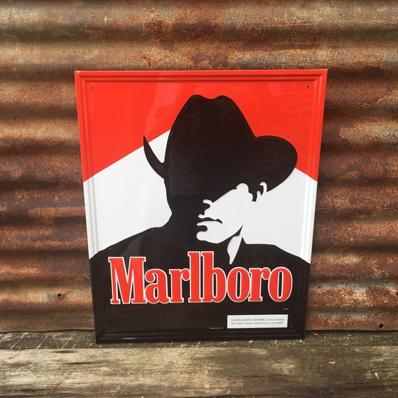 Vintage Marlboro Cigarette Sign Tobacco 1992 Cowboy Marlboro Man