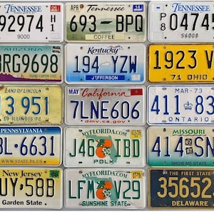 Choice of License Plate Tennessee, Arizona, Pennsylvania, New Jersey, Kentucky, California, Florida, Ohio, Ontario, Delaware, Missouri   05