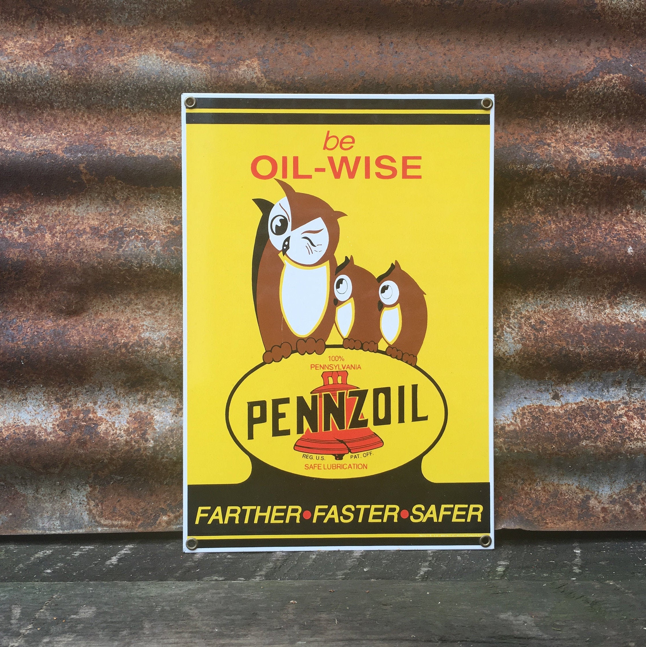 Reproduction Metal Sign Pennzoil Motor Oil Gasoline Porcelain Sign