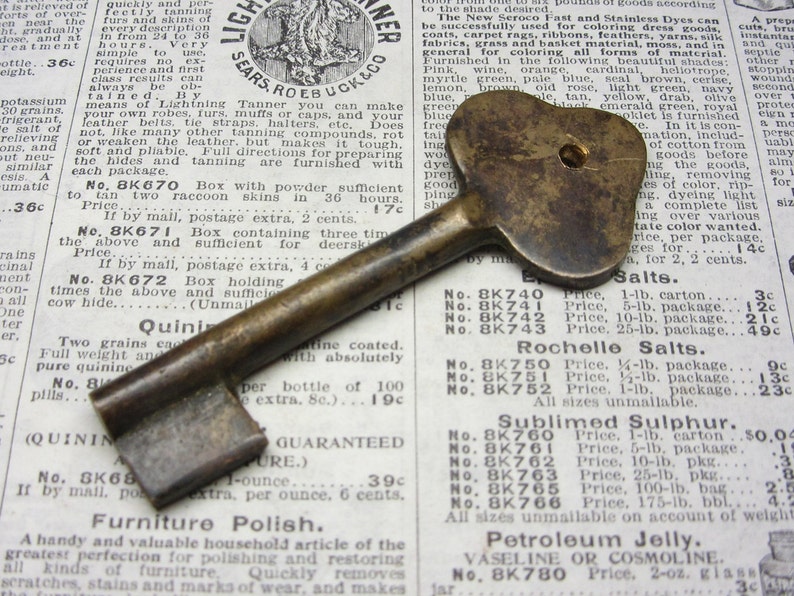 Antique Key Large Copper Brass Metal Key Very Old Vintage Etsy