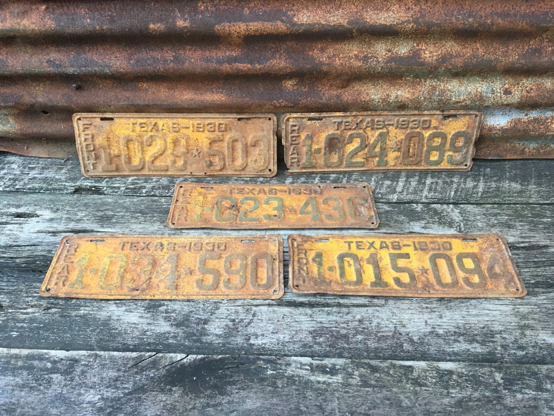 Choice of Texas License Plate 1930 Vintage Antique License | Etsy