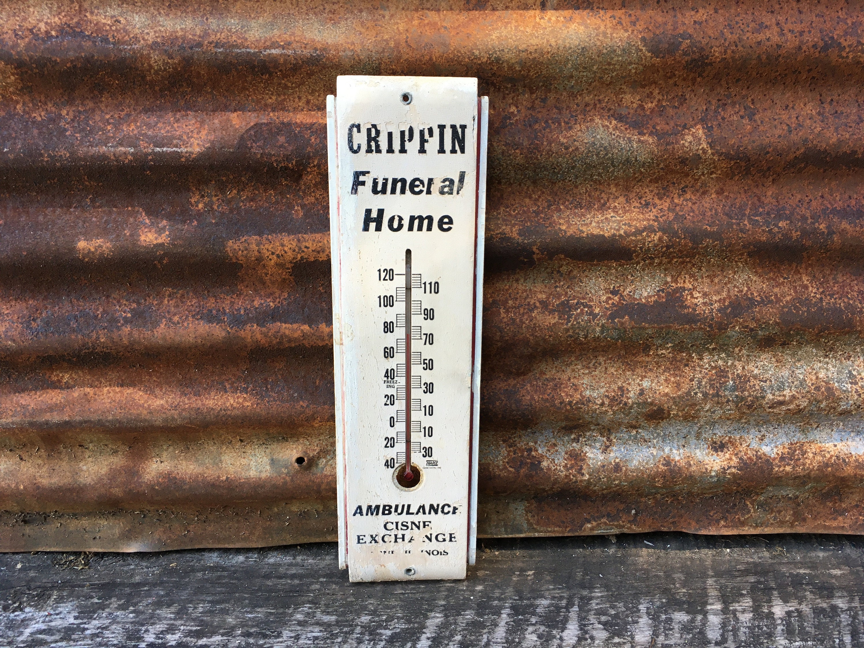 Vintage Metal Key Thermometer Swedish Wall Hanging 
