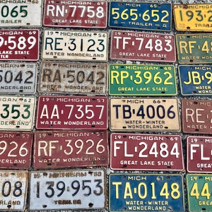 Choice of Michigan License Plate 1962, 1969, 1965, 1960, 1956, 1959, 1958, 1968, 1967, 1957, 1966 Vintage Metal Auto Tags j