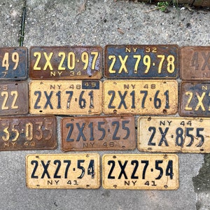 Choice of Antique New York License Plate Vintage License Plate 1947, 1934, 1932, 1931, 1945, 1948, 1949, 1942, 1940, 1946, 1944, 1941