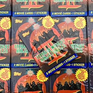 Rare Authentic Teenage Mutant Ninja Turtle 3 Movie Cards Vintage Cards 1992 Unopened Pack Cards 1990s TMNT Topps 8 Cards and 1 Sticker