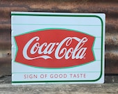 Vintage Coca Cola Flange Sign Coke Fishtail 1999 Metal Sign Double Sided 10x13 Inch Fish Tail 1950s Style High Quality Nice