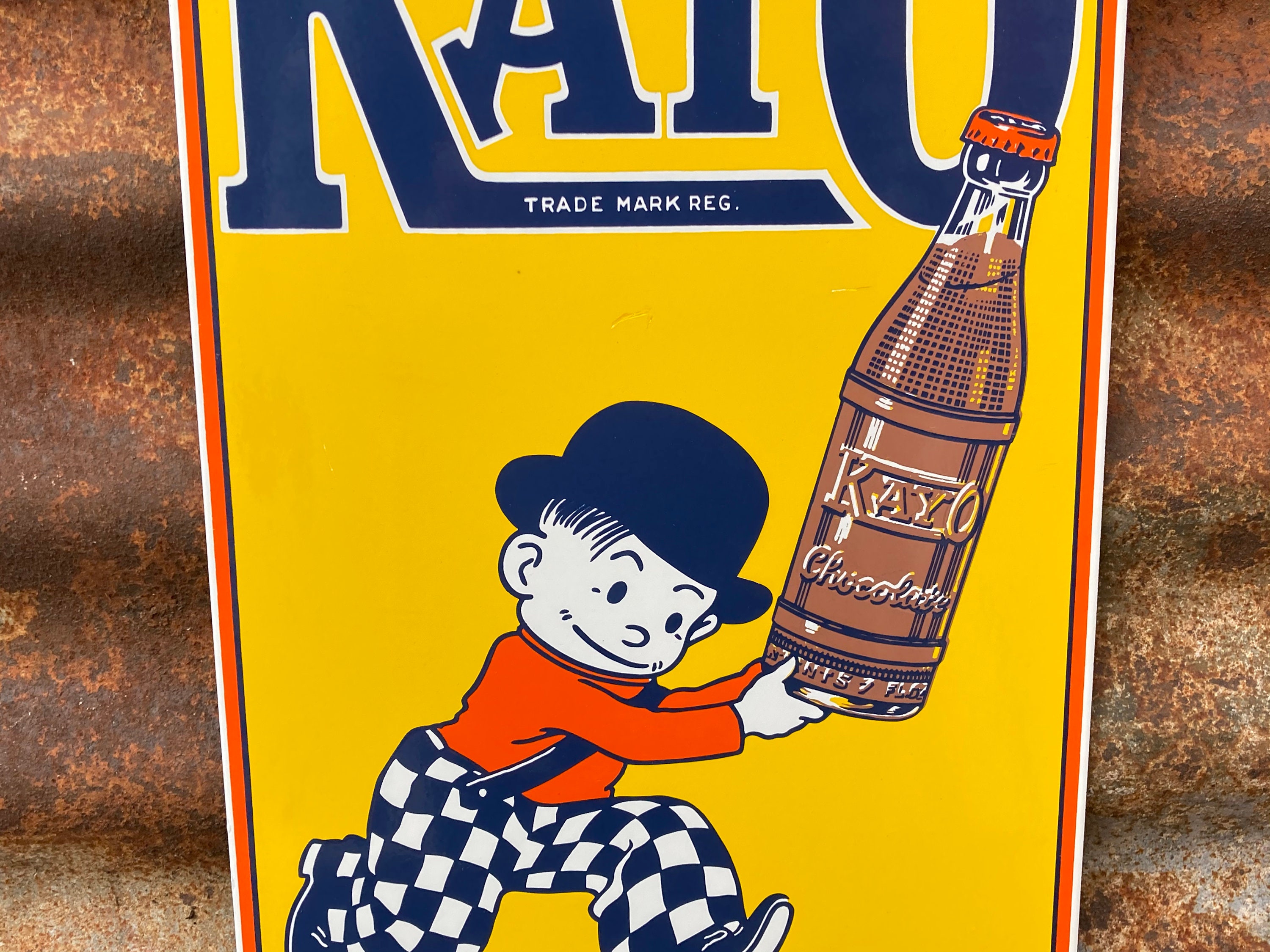 Vintage Kayo Chocolate Milk Porcelain Sign 1990s Era