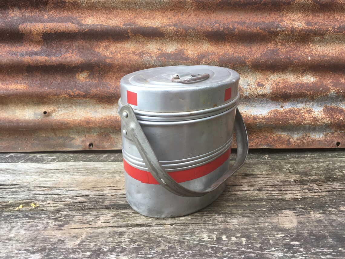 Vintage Metal Lunch Box Distressed Old School Miners Bucket Etsy