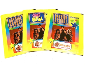 Saved by The Bell Sticker Cards Merlin Collections 1993 Sealed Packets of Album Cards 1990s TV Show Bayside High School Authentic Licensed