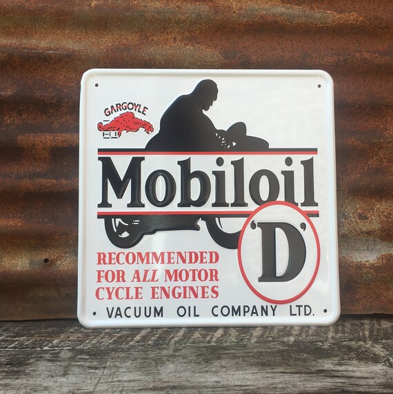 Reproduction Sign Mobiloil Gargoyle Mobil Oil 15x15 Inch Vintage