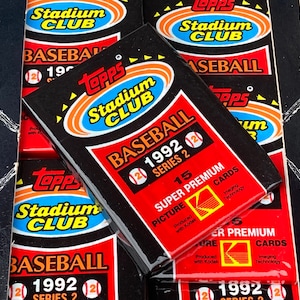 Vintage Baseball Cards Unopened Topps Stadium Club Series 2 1992 MLB Pack Of Cards Topps UnOpened Cards 90s Wax Pack 1990s Nostalgic Retro
